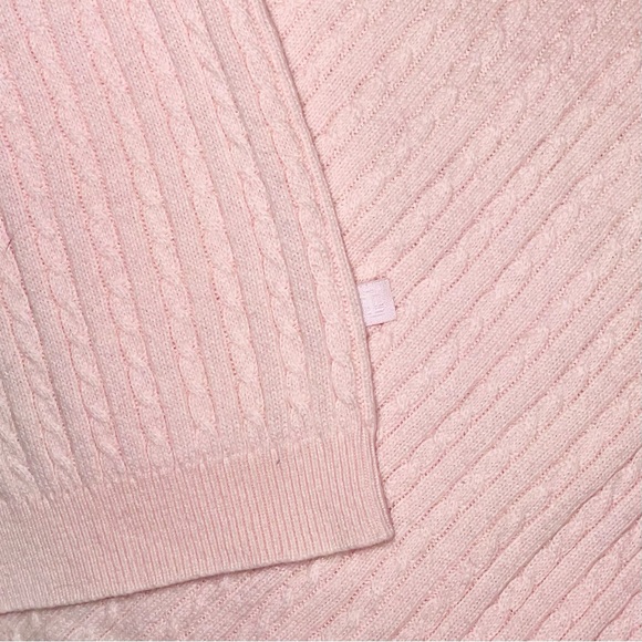 Lauren Ralph Lauren Pink & White Cable Knit V-Neck Medium Sweater Good Condition - Picture 4 of 4